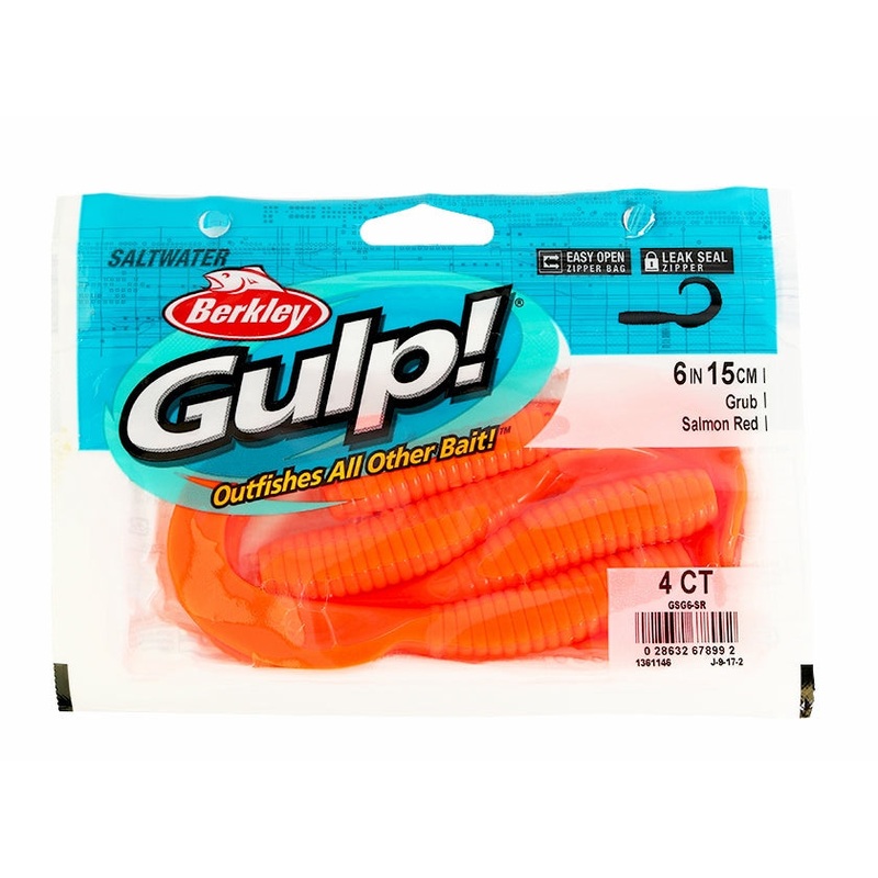 Berkley Gulp! Saltwater Grub - 6 in. - Salmon Red