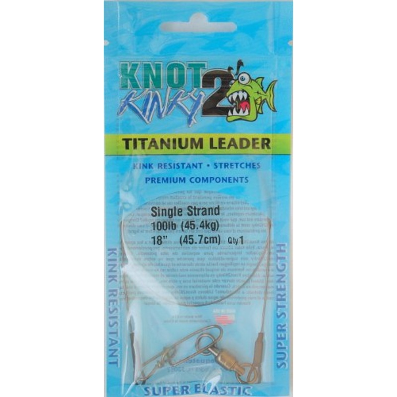 Aquateko K2K100181 100-Pound Knot 2 Kinky Pre-Tied Titanium Leader