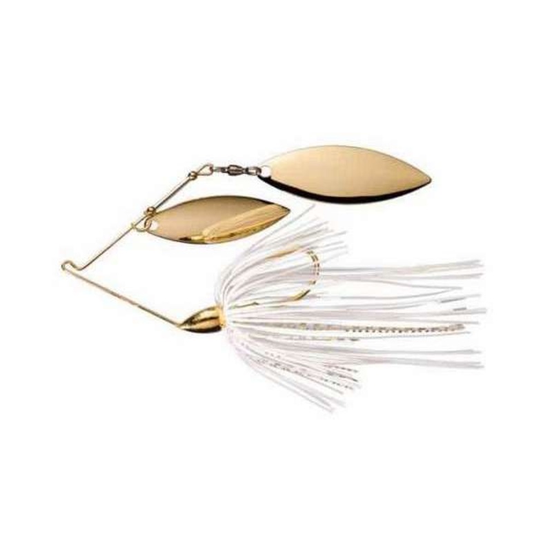 XXB WE38GW01G Gold Frame Double Willow Spinnerbait, White & Gold