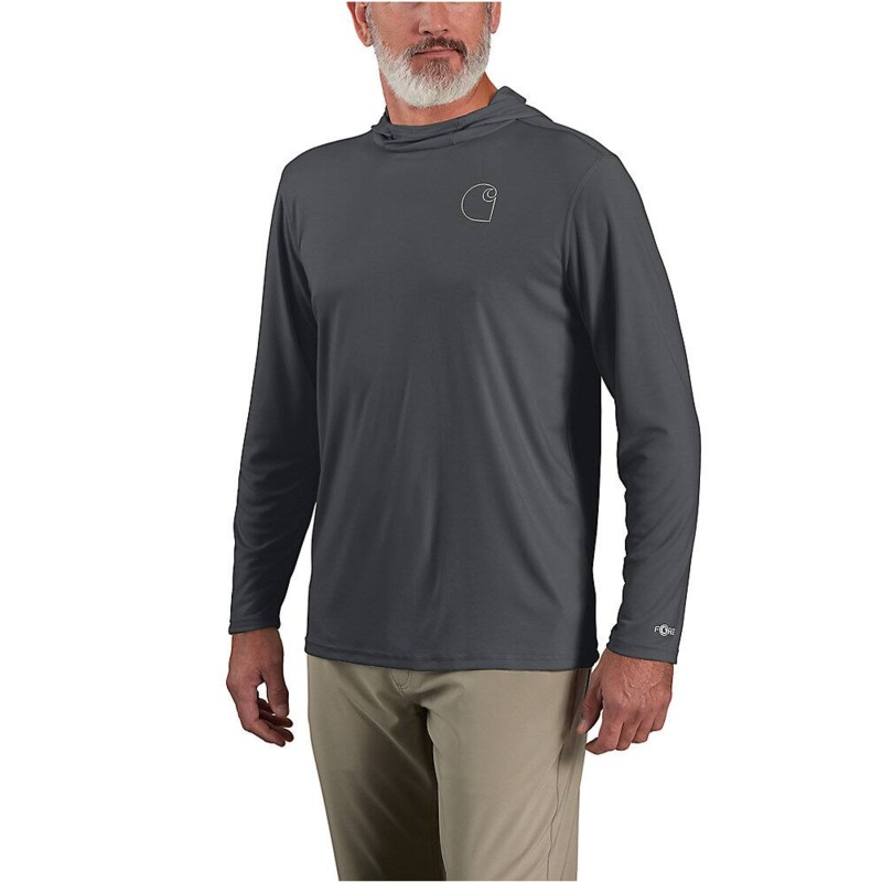 Carhartt Force Sun Defender Lightweight Long-Sleeve Hooded Logo Graphic T-Shirt