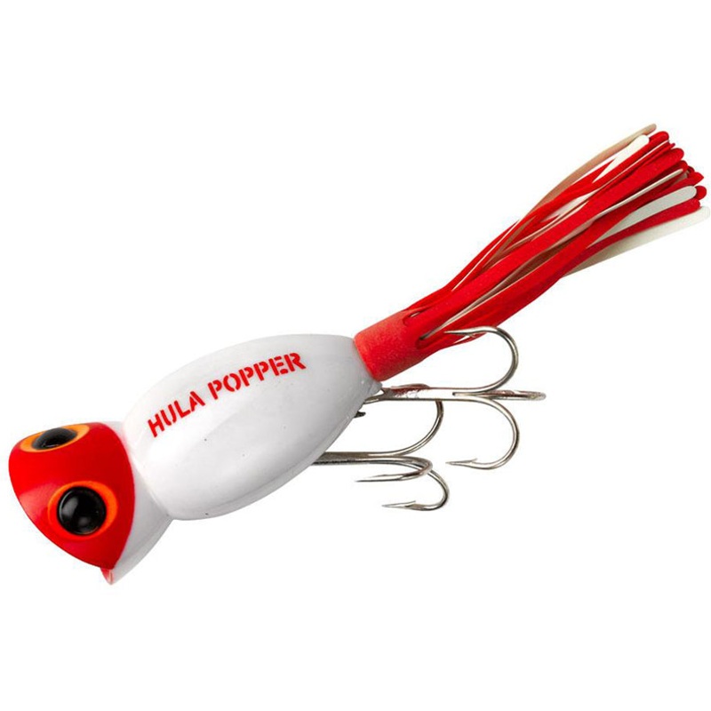 Arbogast 3/8 Oz Hula Popper White & Red HD Fishing Lure