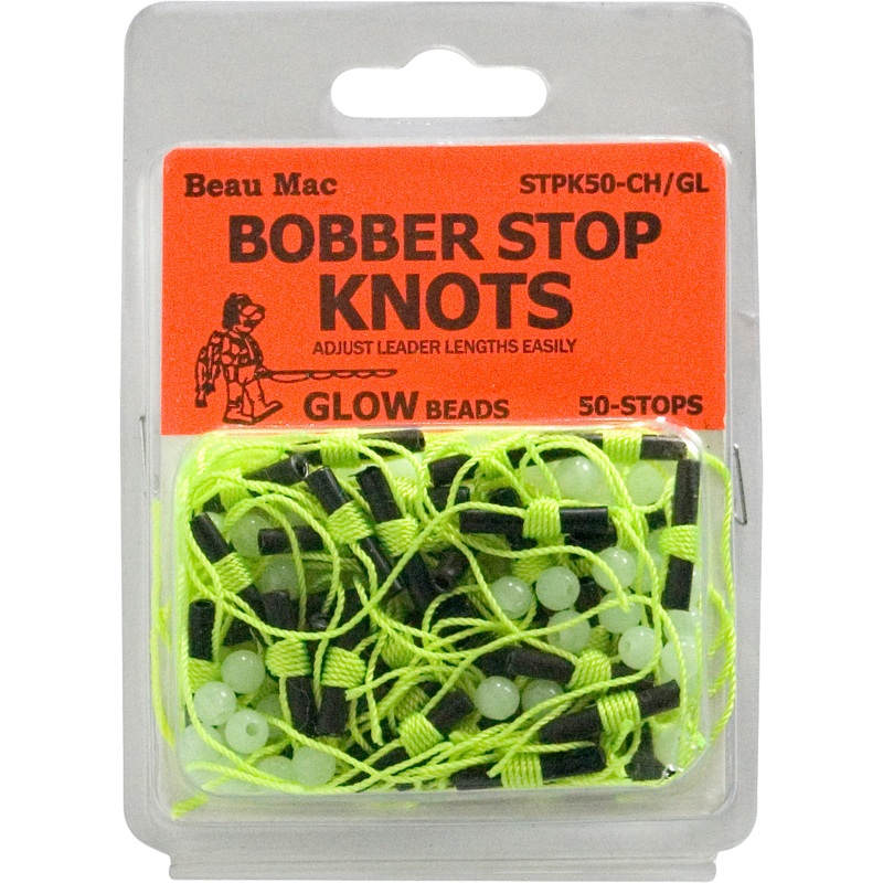 Beau Mac Bobber Stop Knots Chartreuse Knot & Glow Bead