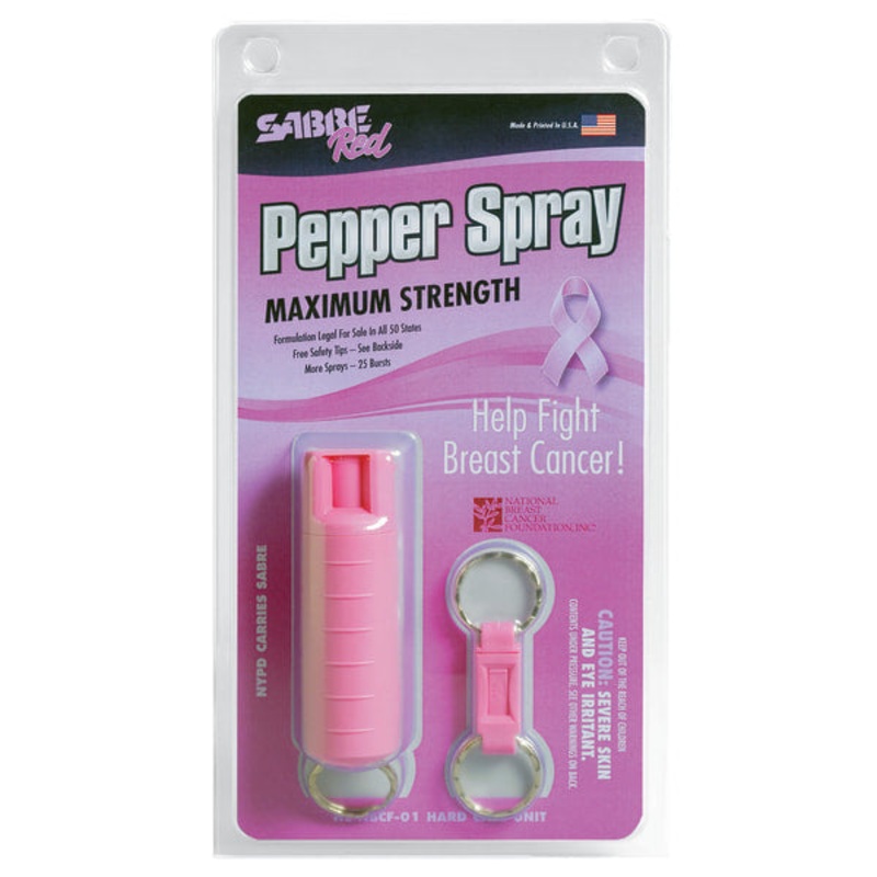 Sabre Pepper Spray With Quick Release Helps Fight Breast Cancer Pink Solid Print 0.21 Lb. ZZZ