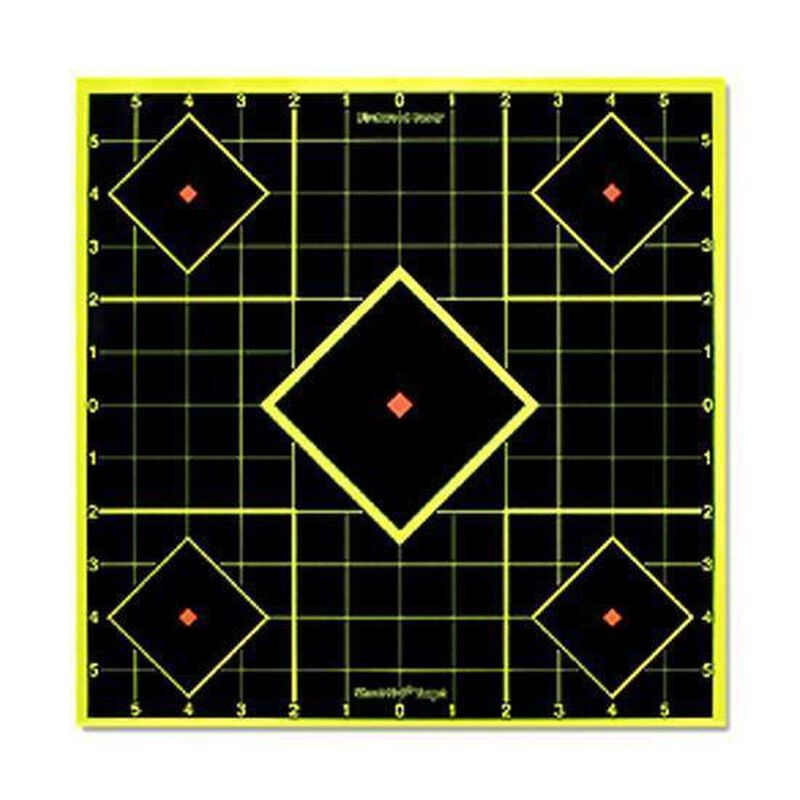 Birchwood Casey Shoot N C 12" Sight-In Self-Adhesive Target Reactive Paper Target Indoor/Outdoor Black Neon Grid 5 Pack