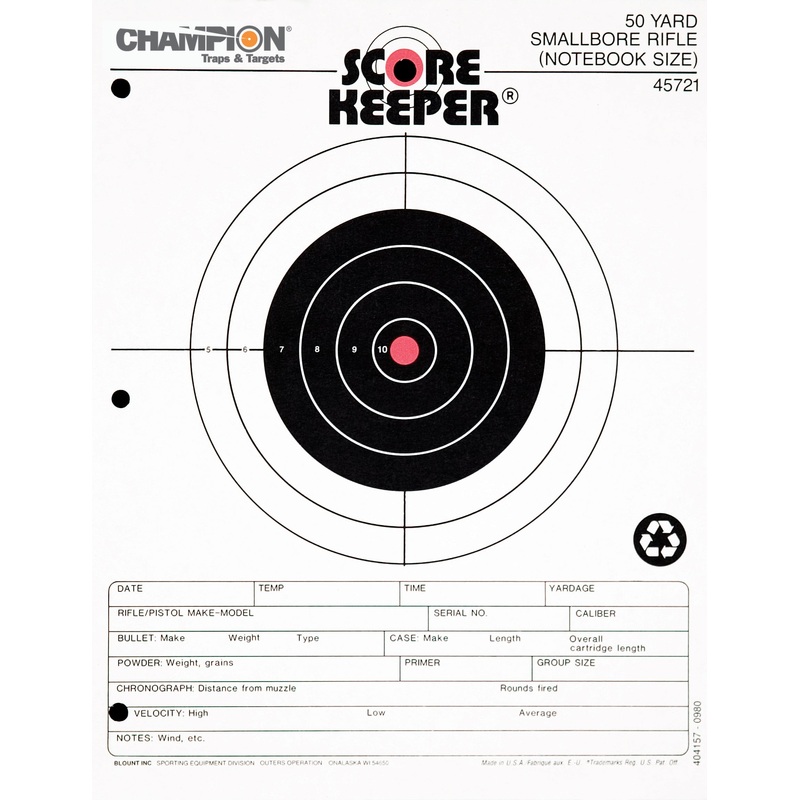 Champion Scorekeeper Paper Precision Fluorescent Orange Bull 50-Yard Small Bore Rifle Notebook Target