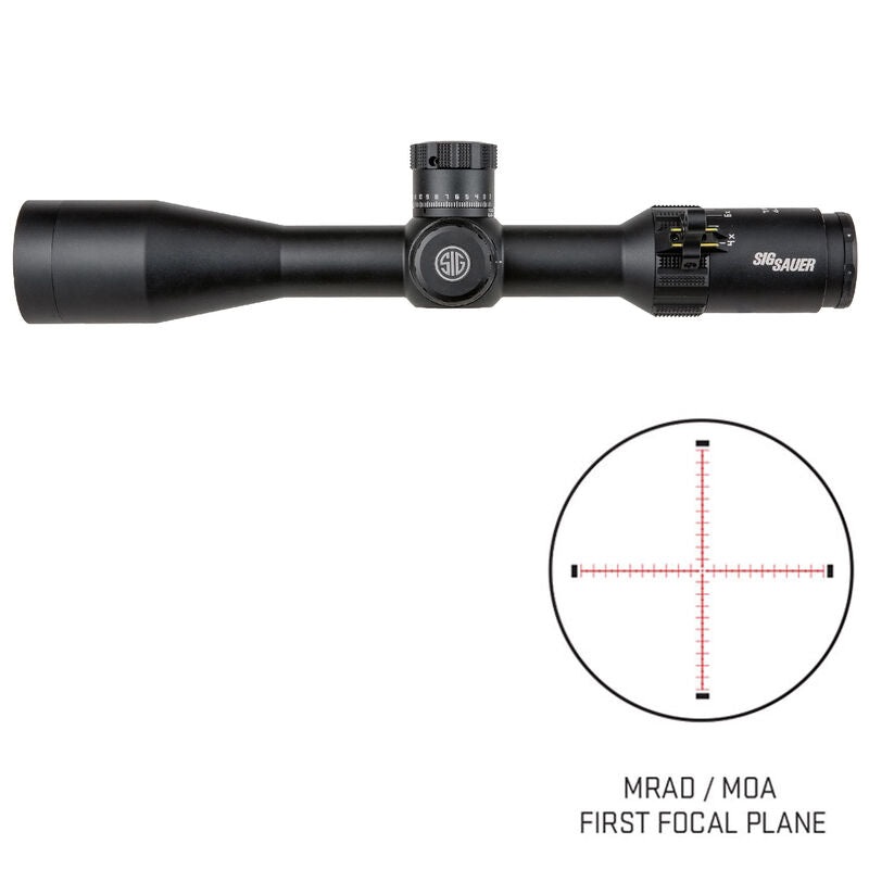 XXB SIG Sauer Tango4 4-16x44 Riflescope Illuminated MOA Milling Reticle 30mm Tube .25 MOA Adjustments Side Parallax Adjustment First Focal Plane CR2032 Battery Black