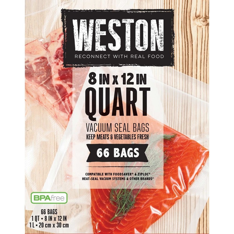 Weston Vac Sealer Bags, 8" x 12" (Quart), 66 count