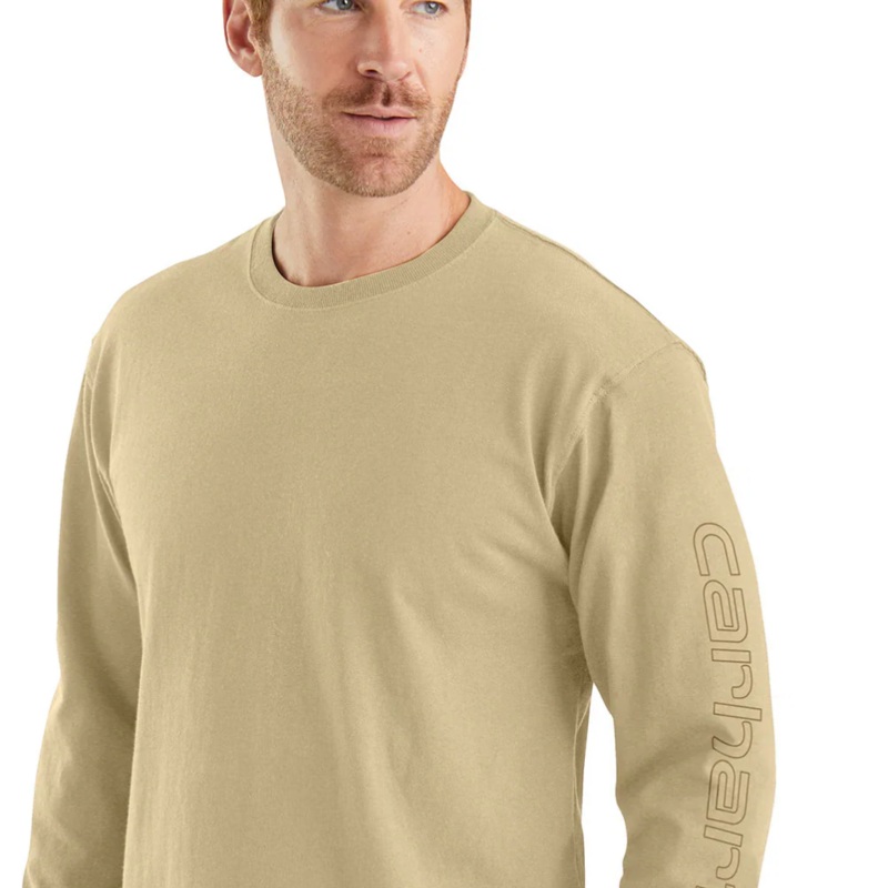 Carhartt Loose Fit Heavy Weight Long Sleeve Logo Sleeve Graphic T- Shirt