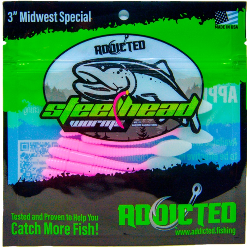 Addicted Fishing Ghost Pink Worms - 3" Midwest Special