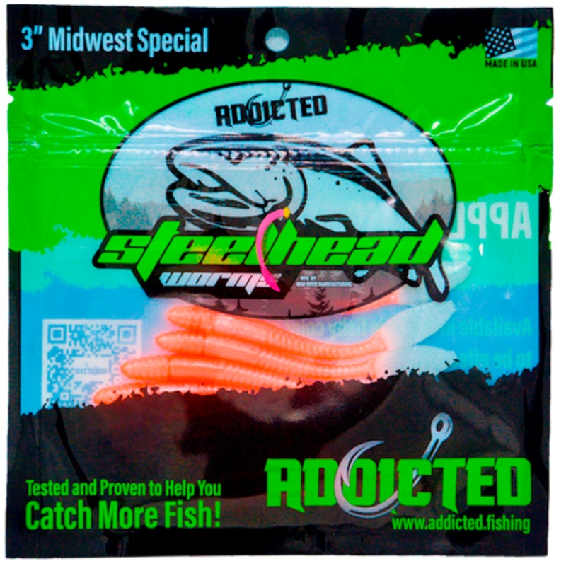 Addicted Fishing Peach Legend Worms - 3" Midwest Special