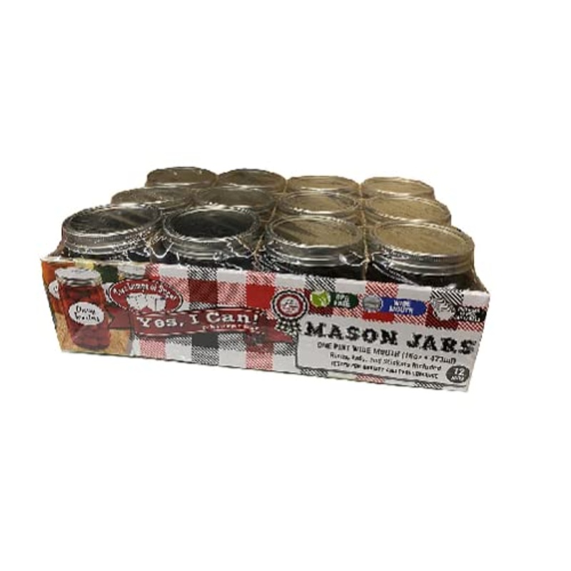 Two Lumps of Sugar Mouth Jars, 16 Oz, Clear