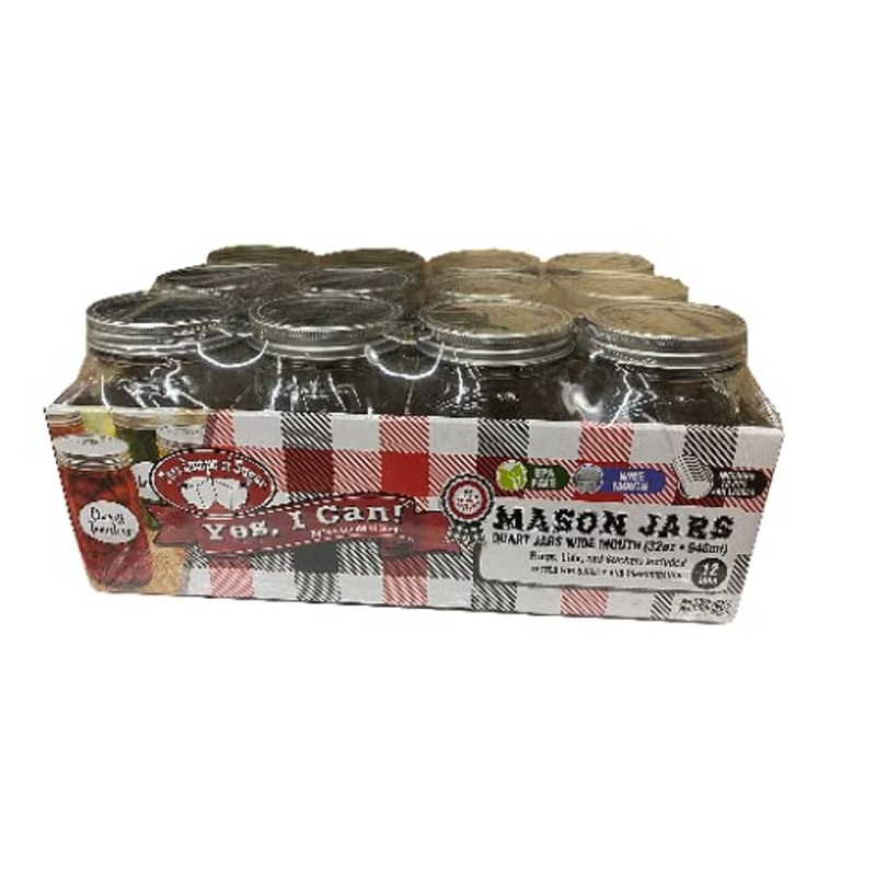 Two Lumps of Sugar Mouth Jars, 32 Oz, Clear