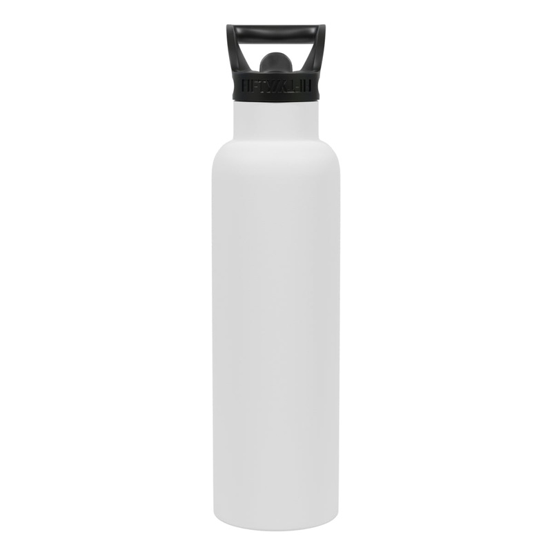 V21000018 21 Oz White Bottle with Straw Cap