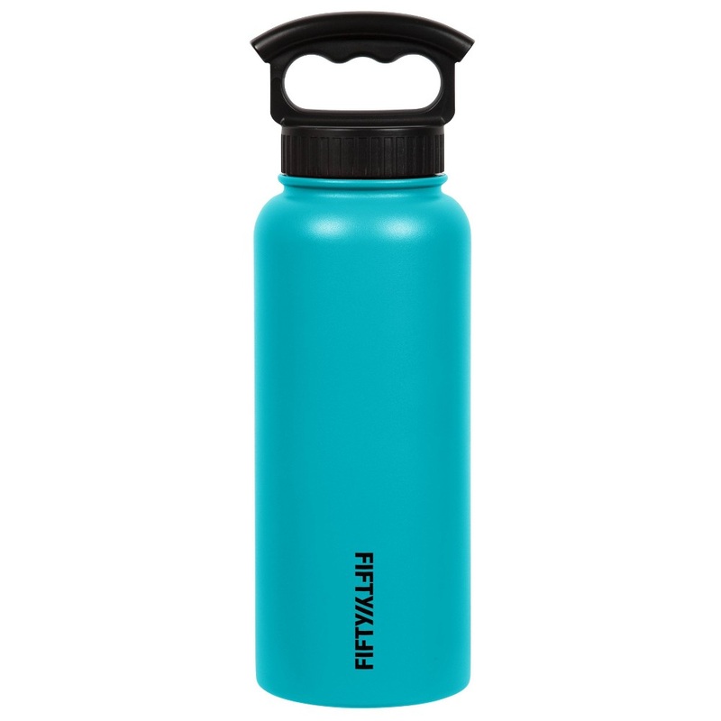 V34001AQ0 34 Oz Aqua Bottle with 3 Finger Grip Cap