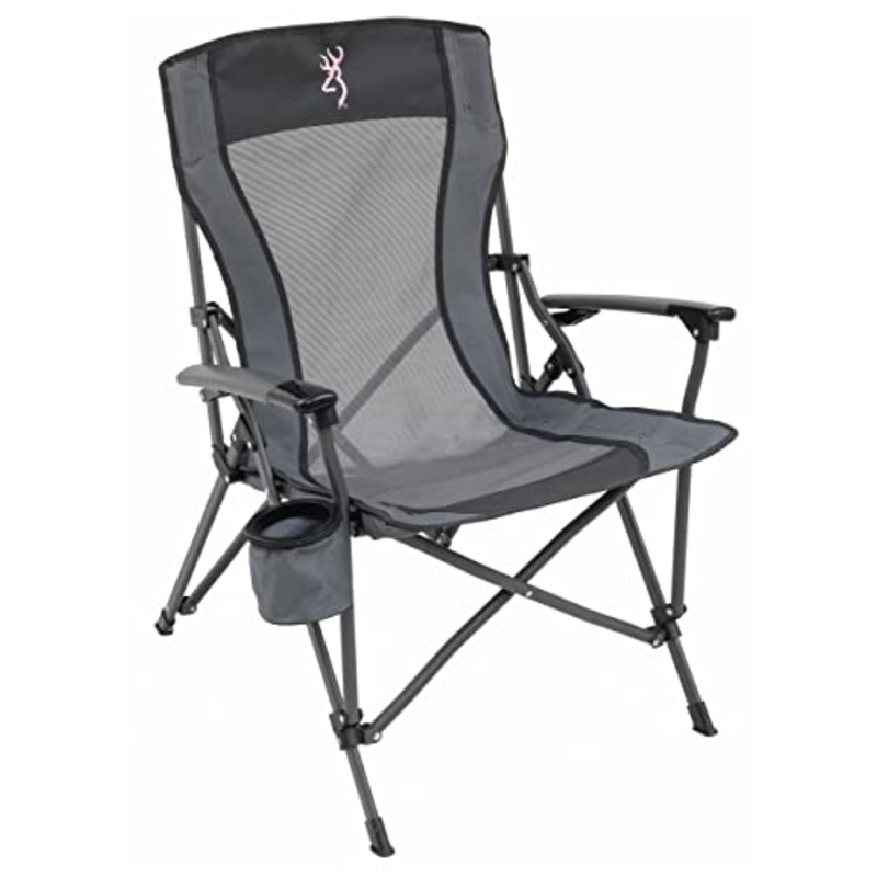 Browning Camping Fireside Chair W/Pink Buckmark Charcoal/Gray 8517958