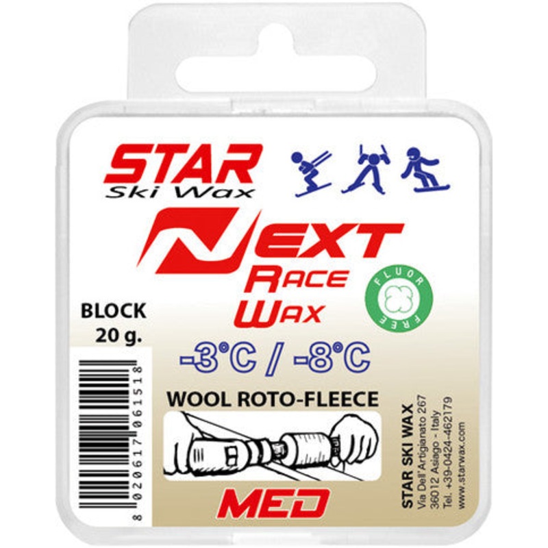 Star Next Medium Fluoro-Free Block Ski Glide Wax 20G