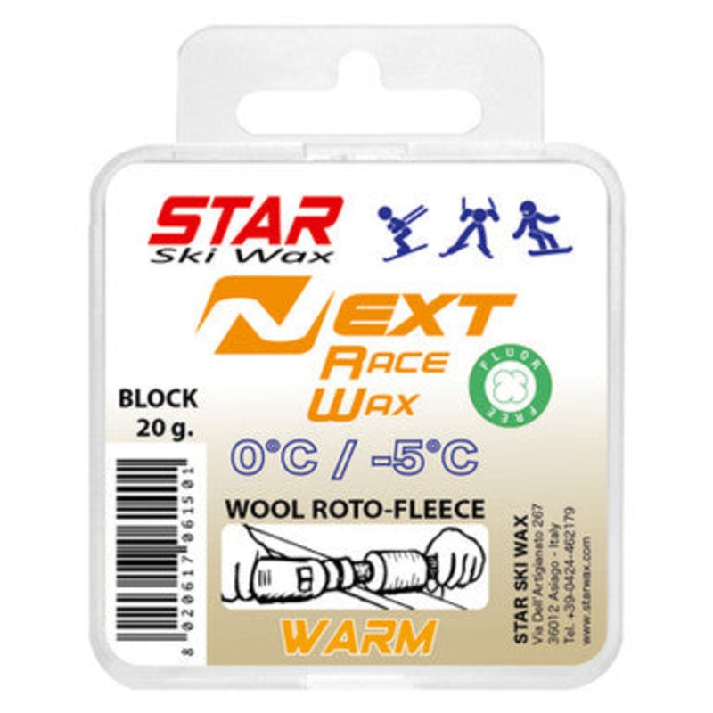 Star Next Warm Fluoro-Free Block Ski Glide Wax 20G