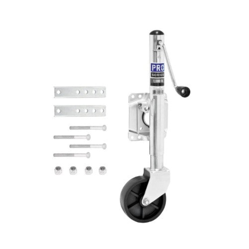 1000 Lbs., Swivel, Zinc Plated, 6 in. Poly Wheel, Pro Series Jack