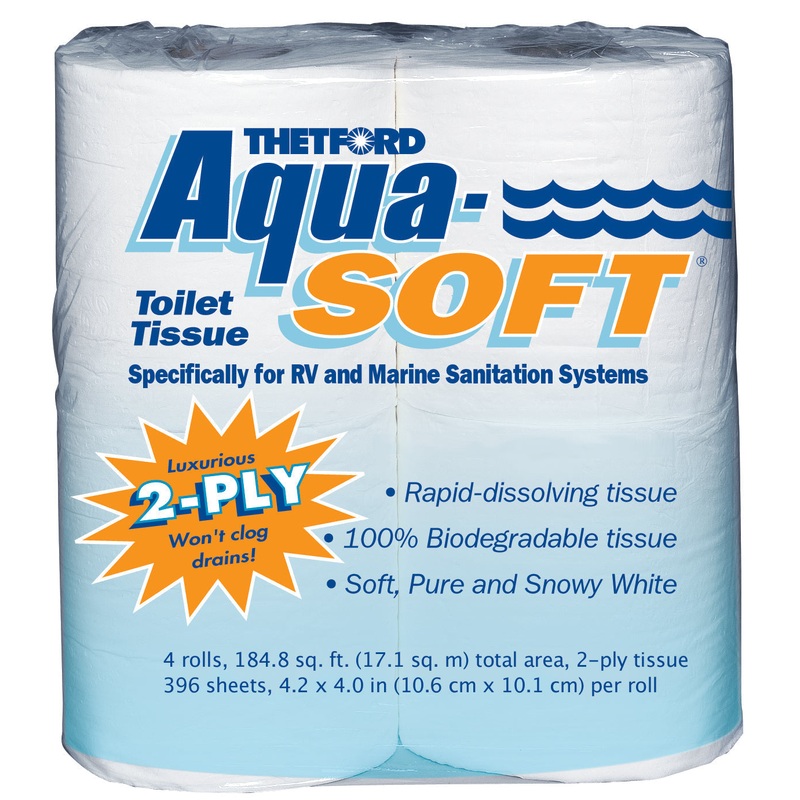 Thetford THE03300 Aqua Soft 2 Ply Tissue  Pack of 4